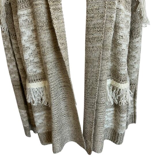 Natural Reflections Cardigan Women's Size XL Beige Neutral Fringe Boho Coastal - Picture 3 of 12